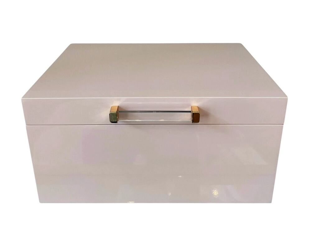 Pastel Pink Jewelry Box Organizer with Acrylic Handle 10.25" NEW